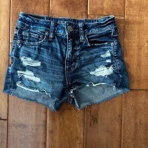 American Eagle Outfitters Blue Distressed Jean Shorts